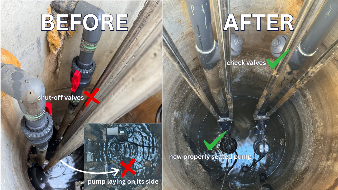 Before and after work on a lift station in houston texas