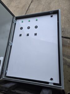 Finished lift station control panel operator interface built by Stormwater Professionals Group
